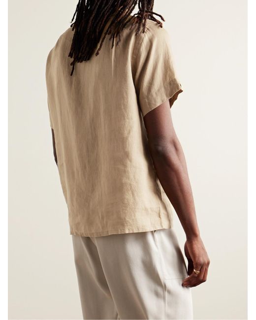 Polo Ralph Lauren Clady Hemd aus Leinen mit Logostickerei und wandelbarem Kragen in Natural für Herren