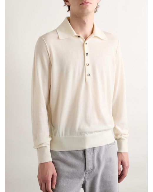 Bottega Veneta Natural Cashmere Polo Shirt for men