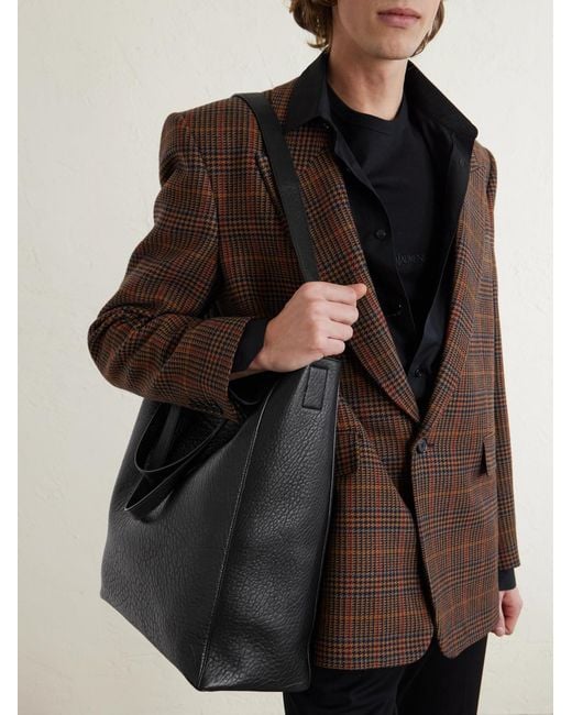 Saint Laurent Black Full-Grain Leather Tote Bag for men