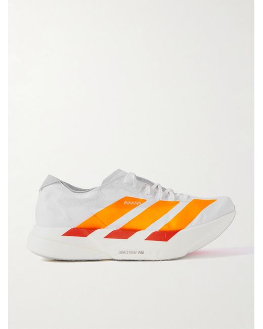 Adidas Originals Orange Adizero Adios Pro 4 Rubber-Trimmed Ripstop Running Sneakers for men