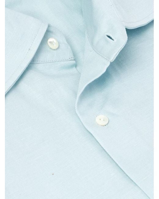 Cotton And Linen-Blend Shirt di STÒFFA in Blue da Uomo