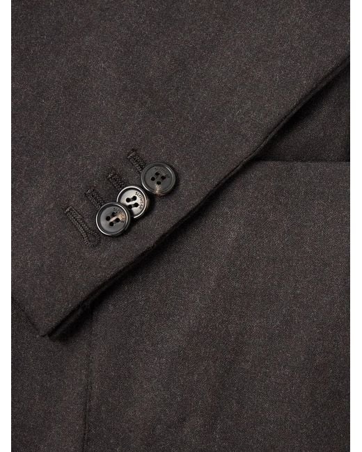 Slowear Black Wool-blend Flannel Suit Jacket for men