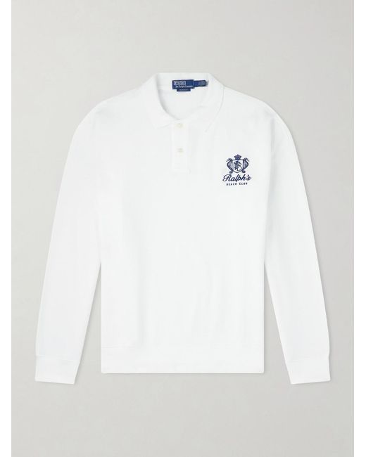 Polo Ralph Lauren White Logo-embroidered Cotton-blend Polo Sweater for men