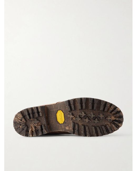 Visvim Brown Hi-Folk Scout Moc Distressed Leather Boots for men