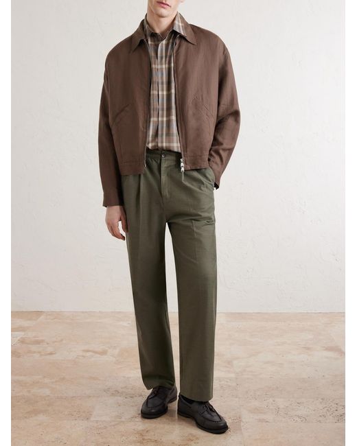Valstar Brown Stan Linen Bomber Jacket for men