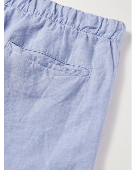 Hartford Blue Joggy Straight-Leg Linen Bermuda Shorts for men
