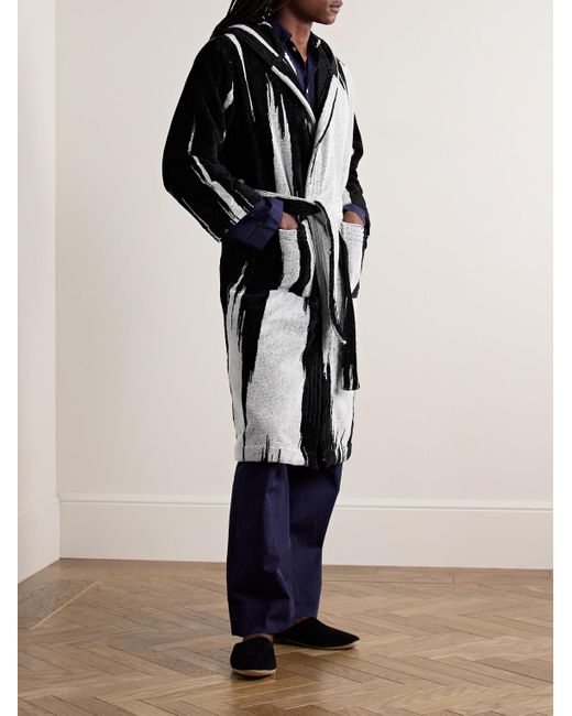 Missoni Black Skunk Belted Cotton-terry Hooded Robe for men