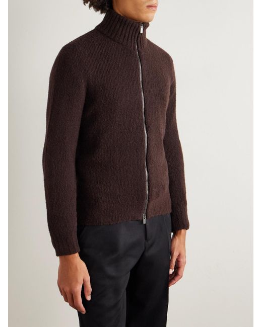 Thom Sweeney Red Slim-Fit Merino Wool-Blend Zip-Up Cardigan for men