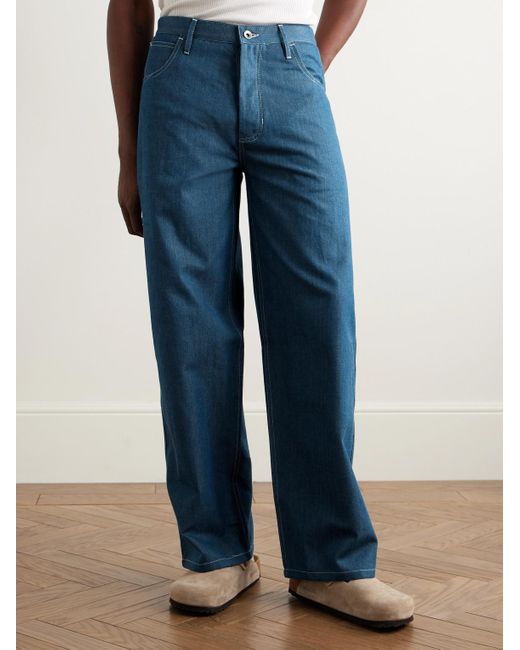 Jeans A Gamba Larga di STORY mfg. in Blue da Uomo