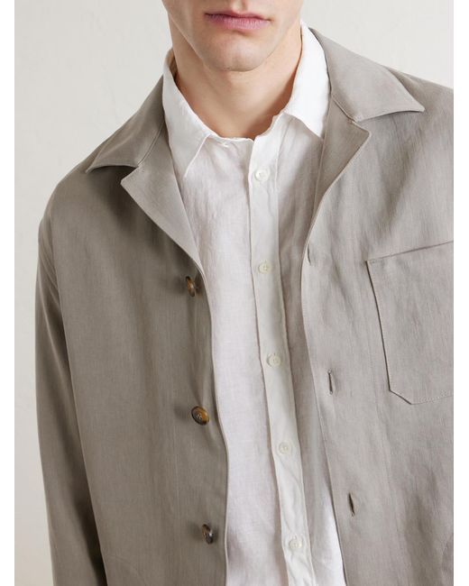 Canali White Linen Shirt for men