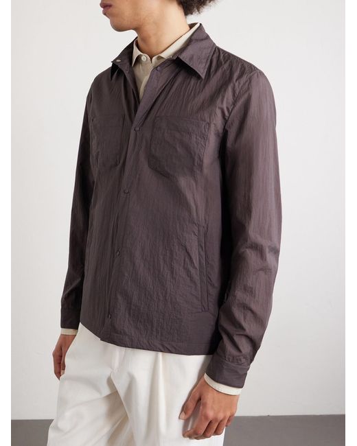 Herno Brown Shell Twill Overshirt for men