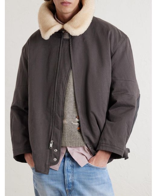 Enfants Riches Deprimes Purple Viktor Shearling-Trimmed Padded Cotton-Twill Jacket for men