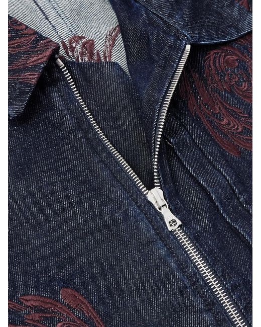 Dries Van Noten Blue Embroidered Denim Jacket for men