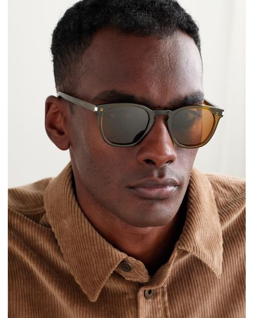 Saint Laurent Green D-Frame Recycled-Acetate Sunglasses for men