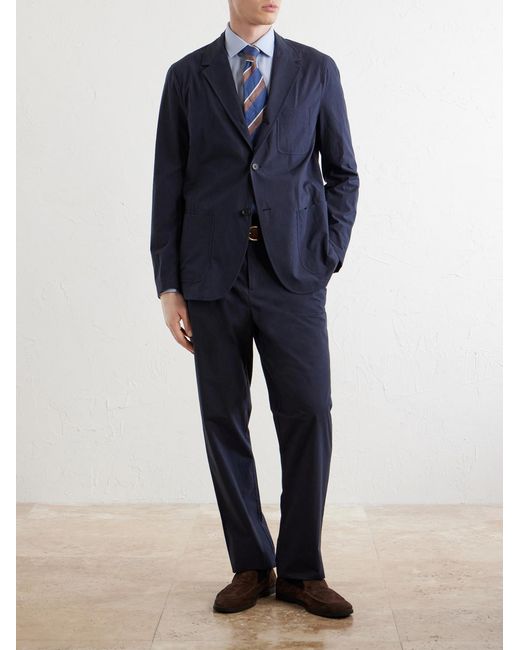Sunspel Blue Straight-Leg Cotton-Poplin Suit Trousers for men