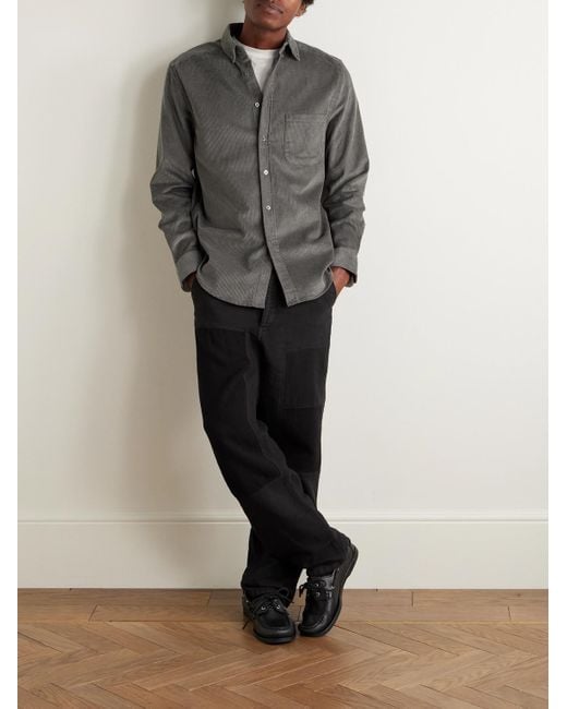 Portuguese Flannel Gray Lobo 2.0 Button-down Collar Cotton-corduroy Shirt for men