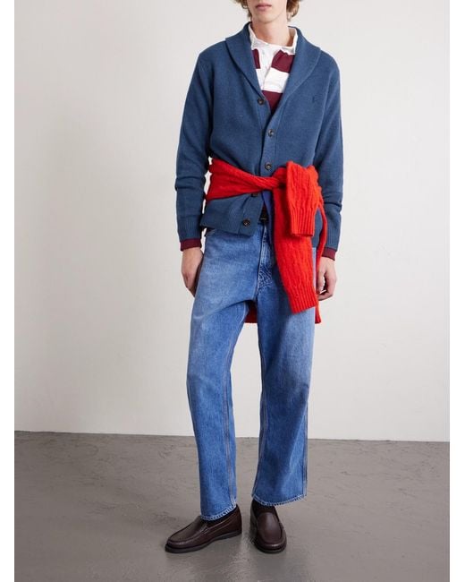 Polo Ralph Lauren Blue Shawl-collar Wool And Cashmere-blend Cardigan for men