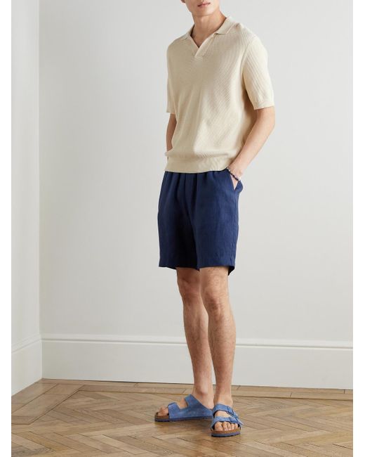 Sunspel Gerade geschnittene Shorts aus Leinen in Blue für Herren
