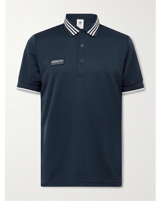 Polo in jersey con righe e logo applicato di Adidas Originals in Blue da Uomo
