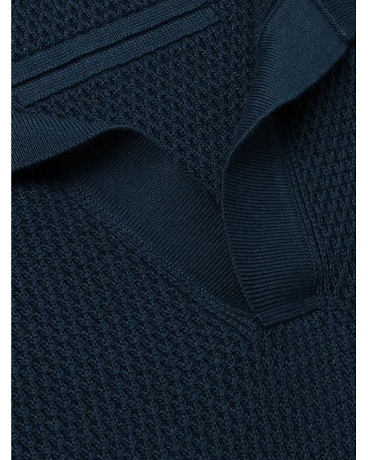 Zegna Blue Slim-fit Cotton-piqué Polo Shirt for men