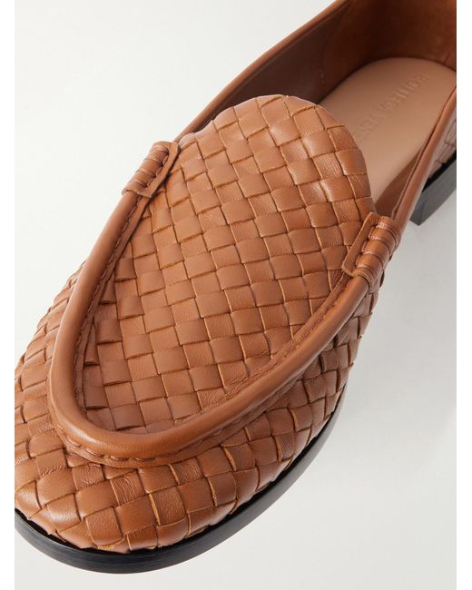 Bottega Veneta Brown Silenzio Intrecciato Leather Loafers for men