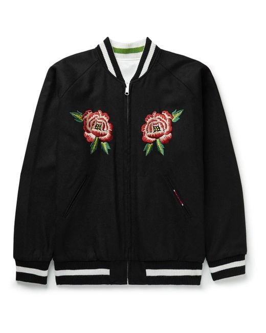 KENZO Reversible Embroidered Wool-twill And Satin Bomber Jacket in ...