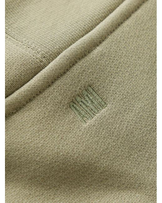 AMI Green Logo-embossed Cotton-blend Jersey Hoodie for men