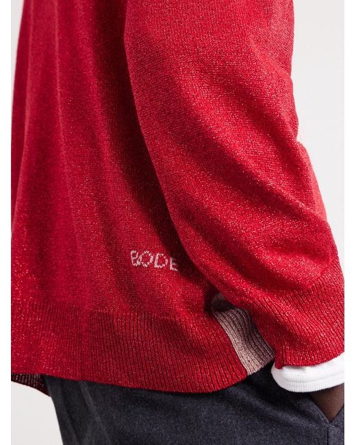 Bode Red Hearts Lamé Cardigan for men
