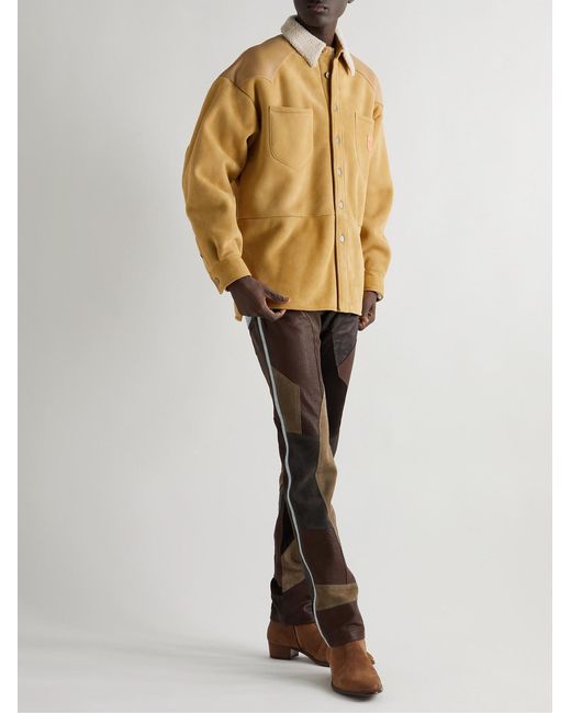 Acne Natural Lurt Shearling-Trimmed Suede Jacket for men