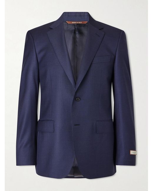Canali Blue Puppytooth Wool Suit Jacket for men