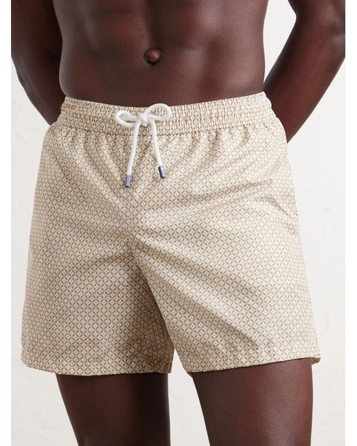 Fedeli Natural Madeira Printed Straight-leg Swim Shorts for men