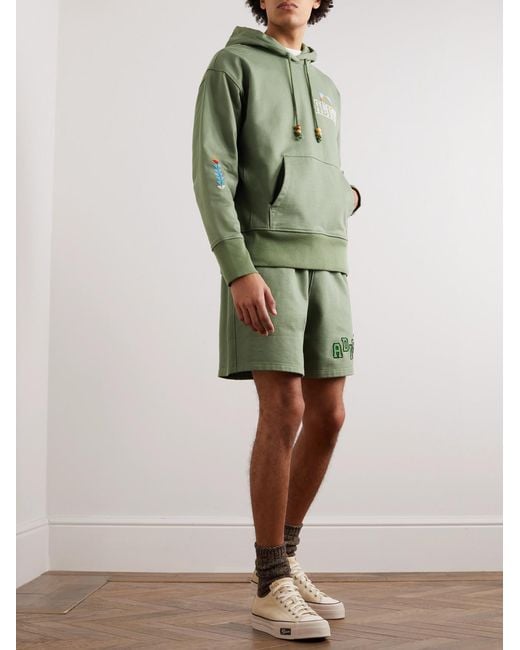 Adish Green Kharaz Logo-Embroidered Cotton-Jersey Hoodie for men