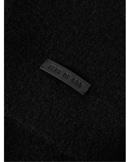 Fear Of God Black Oversized Double-Breasted Belted Boiled Virgin Wool Coat for men