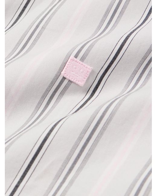 Acne White Sarlie Logo-Appliquéd Striped Cotton-Poplin Shirt for men
