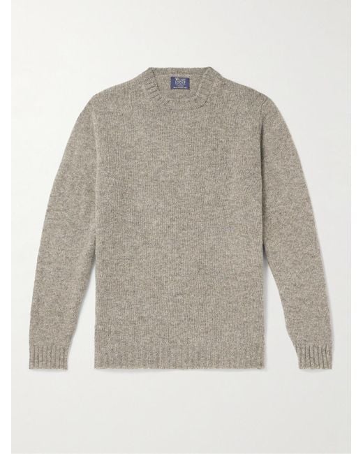 William Lockie Gray Shetland Wool Sweater for men