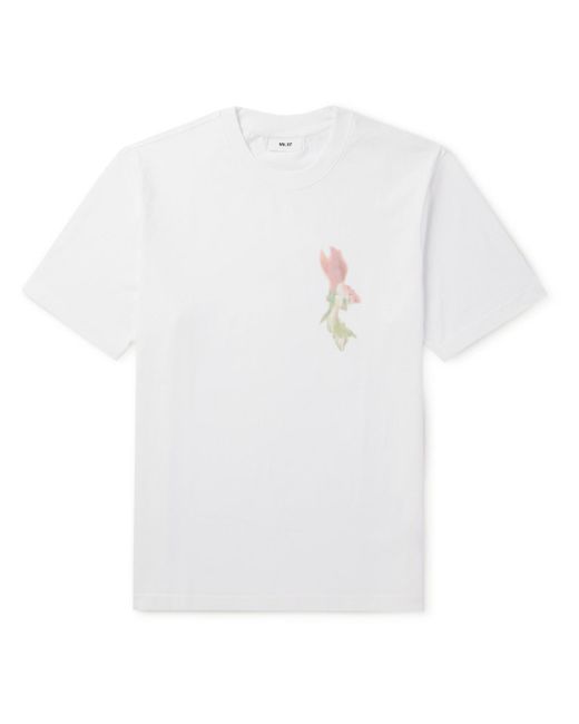 NN07 White Adam 3209 Logo-Print Pima Cotton-Jersey T-Shirt for men
