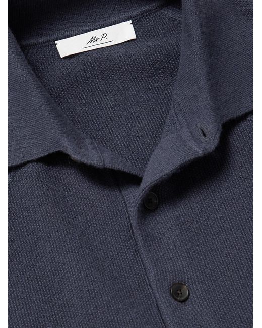 Mr P. Blue Wool And Cashmere-blend Polo Shirt for men