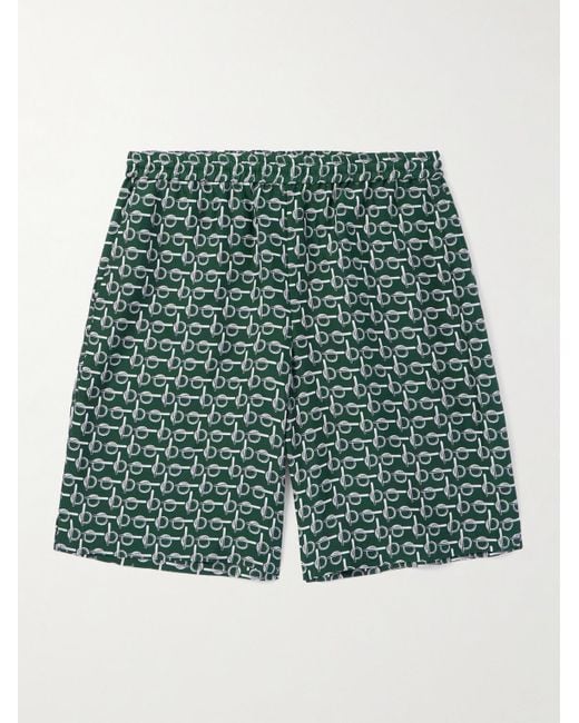Shorts a gamba dritta in popeline di seta stampato di Burberry in Green da Uomo