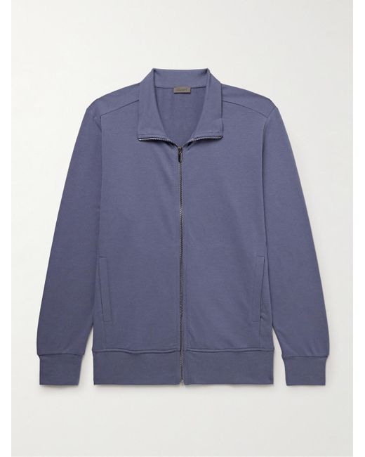 Zimmerli of Switzerland Blue Stretch Modal And Cotton-blend Jersey Track Jacket for men