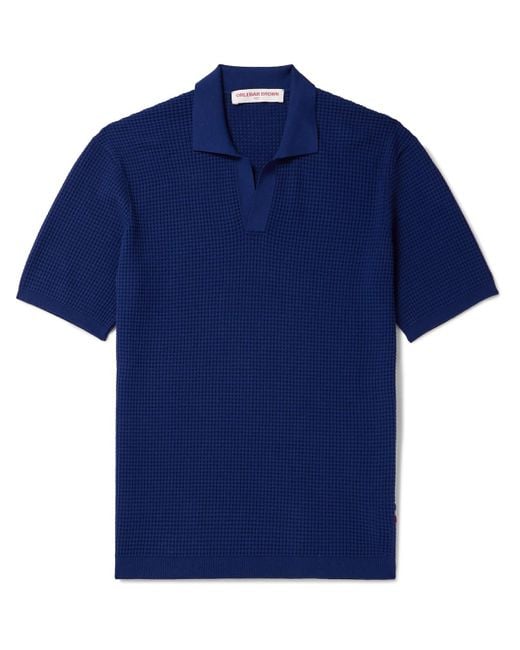 Orlebar Brown Blue Roddy Waffle-knit Polo Shirt for men