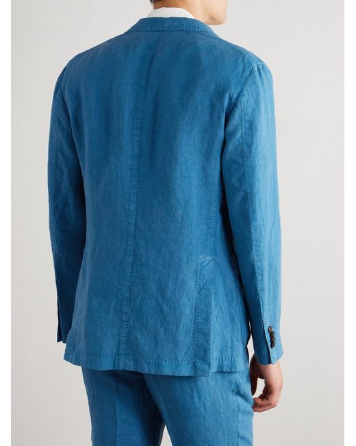 Boglioli Blue Unstructured Linen Suit Jacket for men