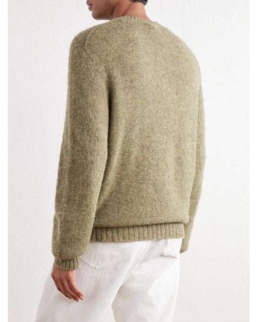 De Bonne Facture Green Brushed Merino Wool Sweater for men