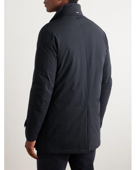 Herno Blue Double-Breasted Padded Stretch-Shell Down Peacoat for men