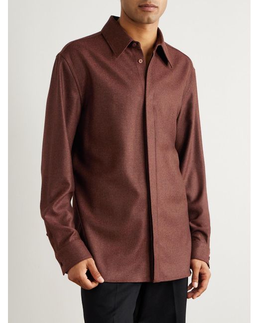 Gabriela Hearst Red Abbe Wool And Cashmere-blend Twill Shirt for men