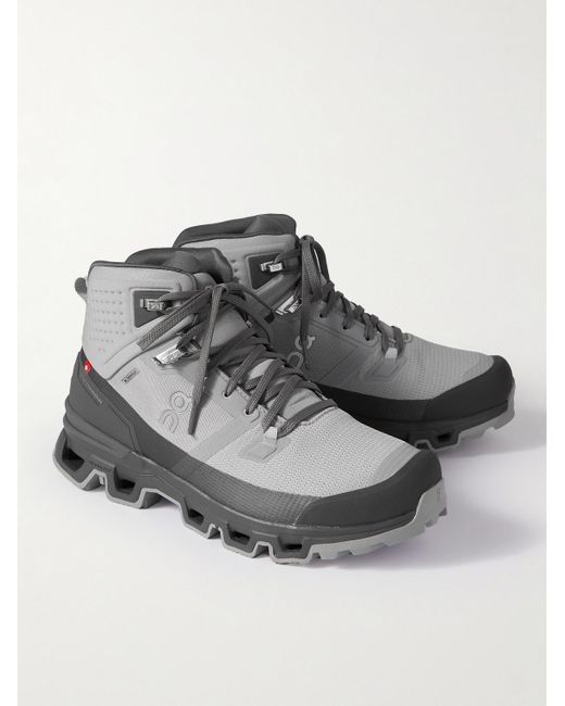 On Shoes Gray Cloudrock 2 Waterproof Rubber-trimmed Mesh Hiking Boots for men