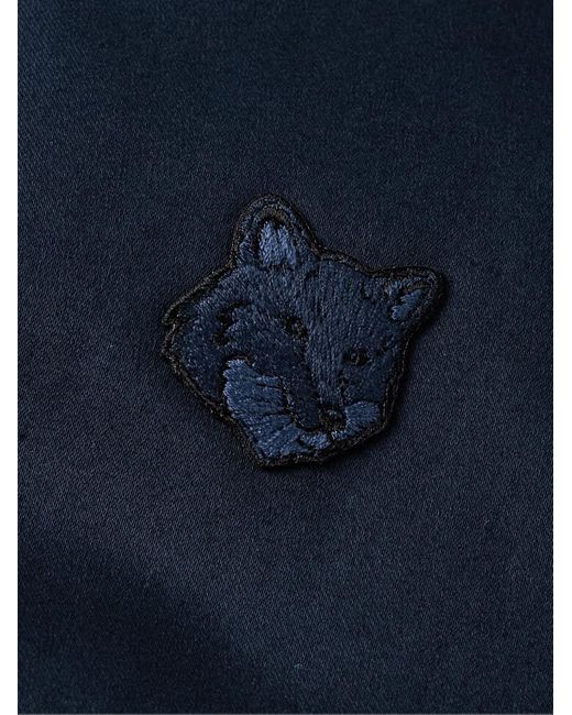 Maison Kitsuné Blue Logo-appliquéd Cotton-sateen Bomber Jacket for men