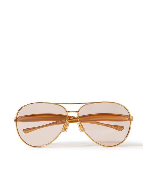 Bottega Veneta Pink Sardine Aviator-style Gold-tone Sunglasses for men