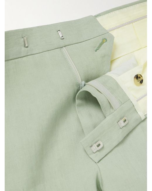 Pantaloni a gamba affusolata in lino di Paul Smith in Green da Uomo