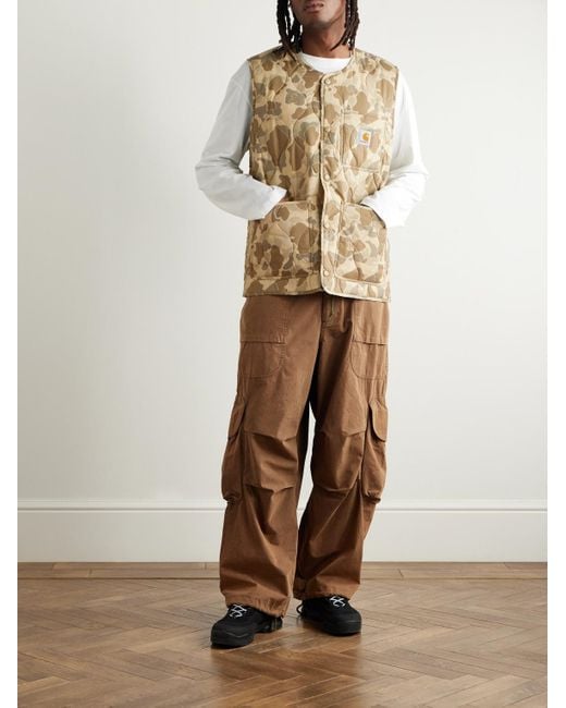 Carhartt Natural Skyton Logo-Appliquéd Camouflage-Print Quilted Recycled-Ripstop Gilet for men