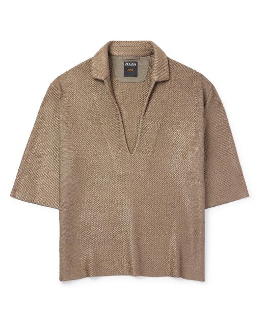 Zegna Natural Serengheti Silk And Oasi Linen-blend Polo Shirt for men
